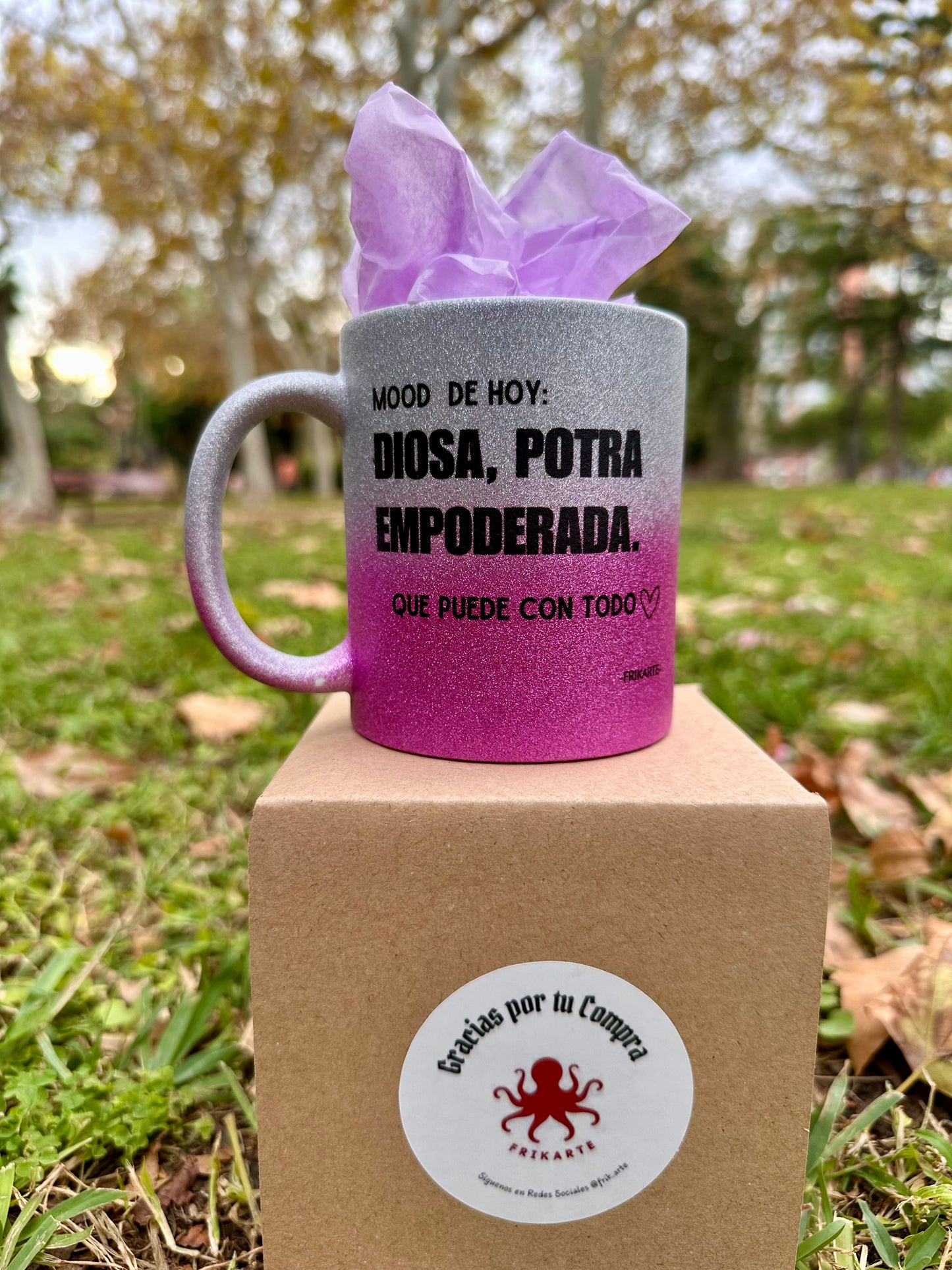 TAZA DEGRADADO CON PURPURINA✨💖| escoge tu frase de empoderamiento que te represente.