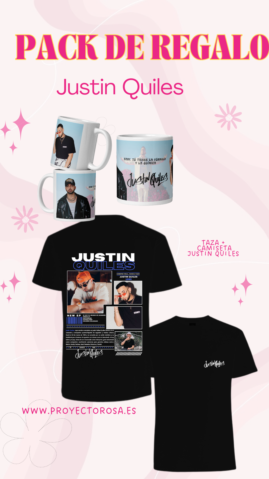 PACK DE REGALO DE JUSTIN QUILES (CAMISETA + TAZA)