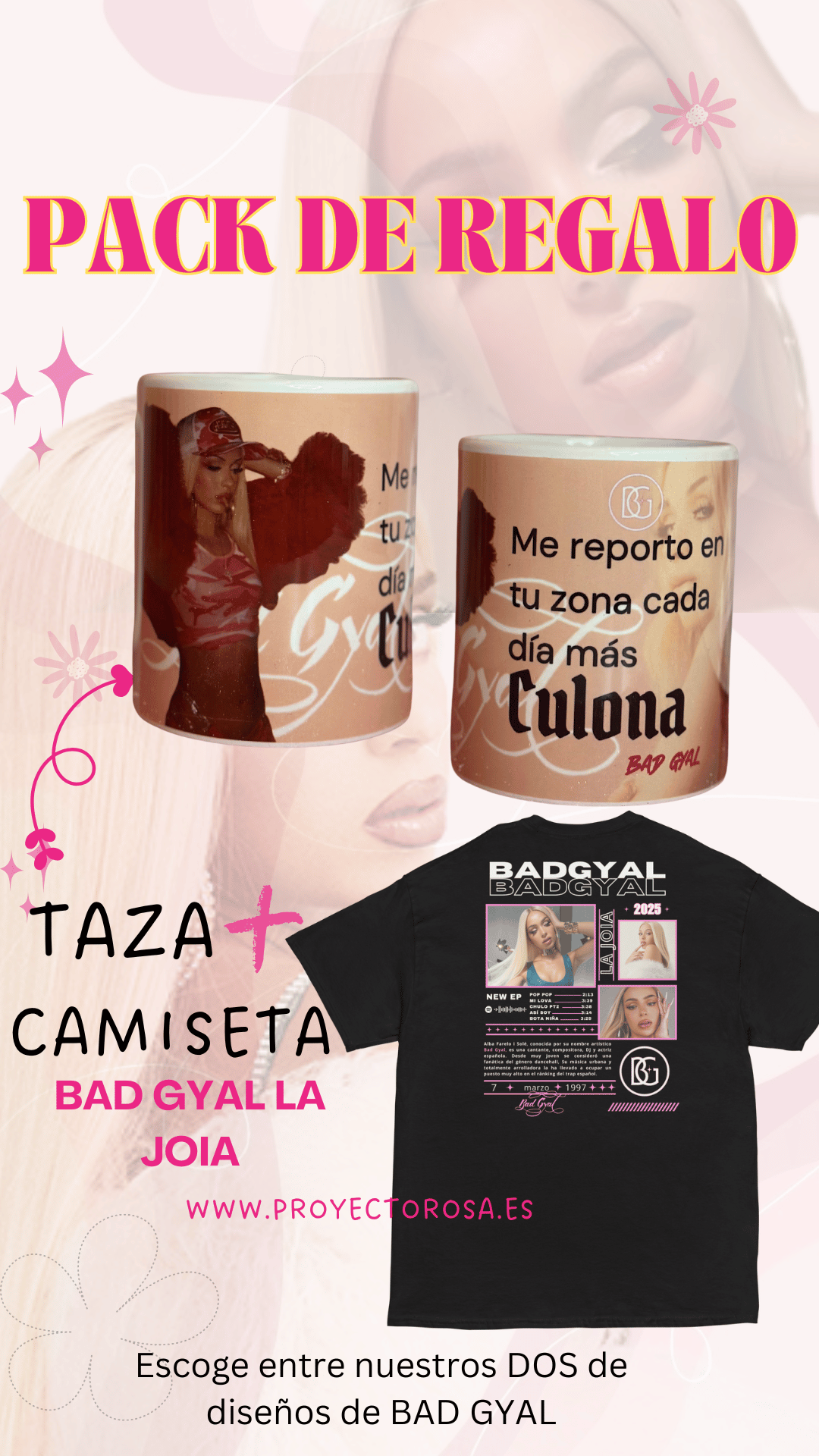 PACK DE REGALO DE BAD GYAL (CAMISETA + TAZA)