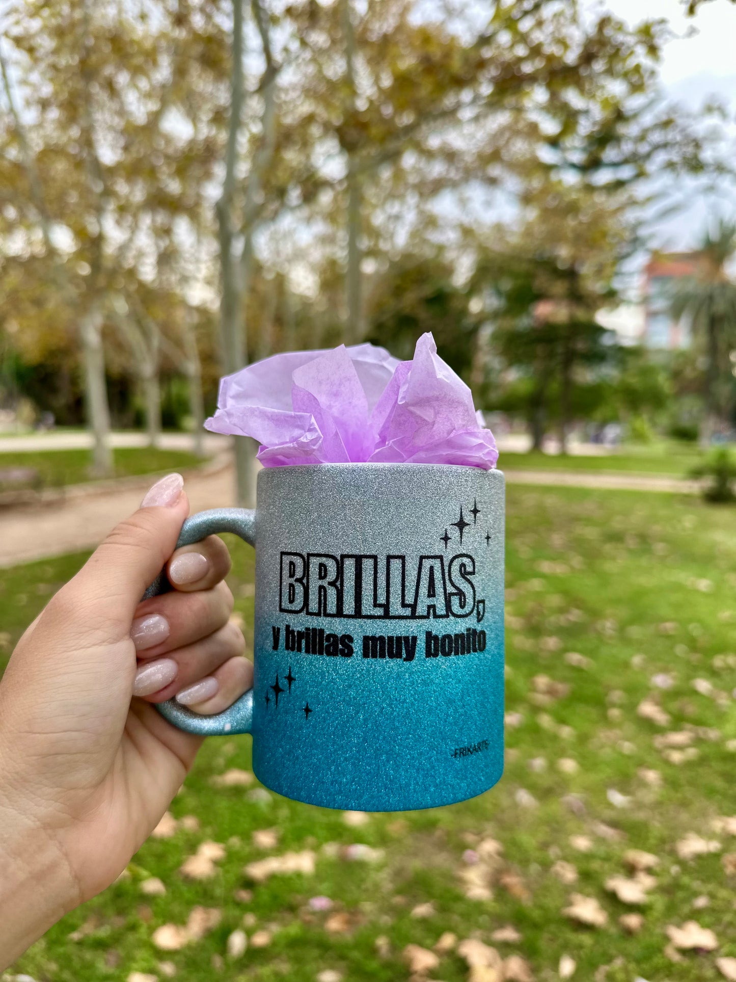 TAZA DEGRADADO CON PURPURINA✨💖| escoge tu frase de empoderamiento que te represente.