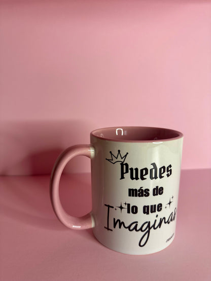 TAZA INTERIOR Y ASA EN ROSA🌸| escoge tu frase Girly que te represente