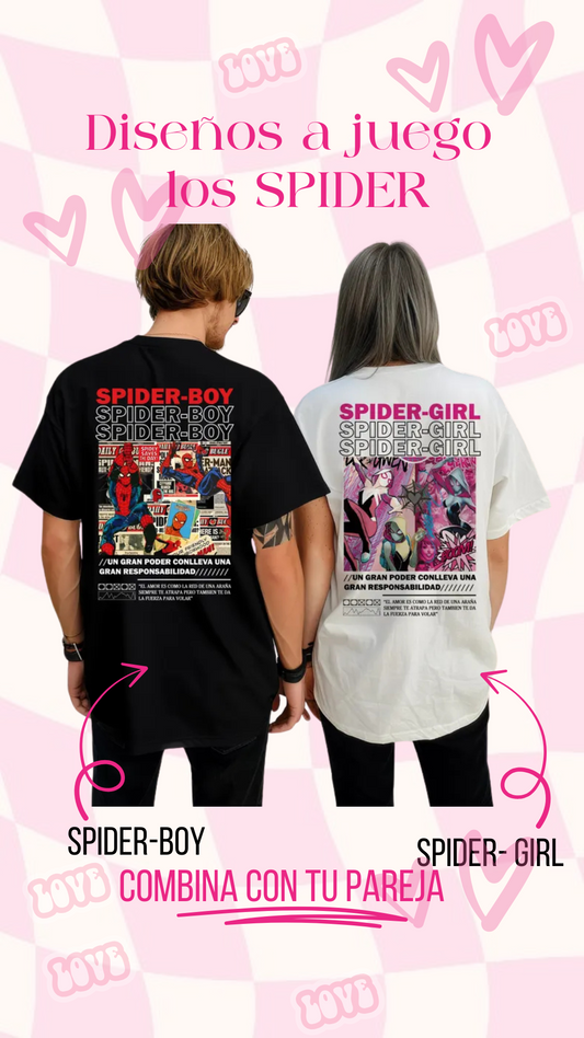 SPIDERMAN & SPIDERGIRL| escoge entre camiseta ó sudadera
