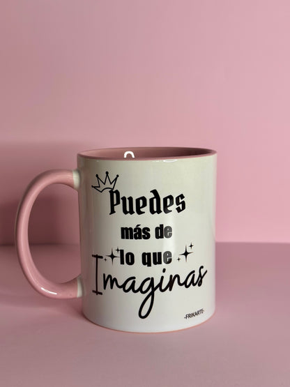 TAZA INTERIOR Y ASA EN ROSA🌸| escoge tu frase Girly que te represente