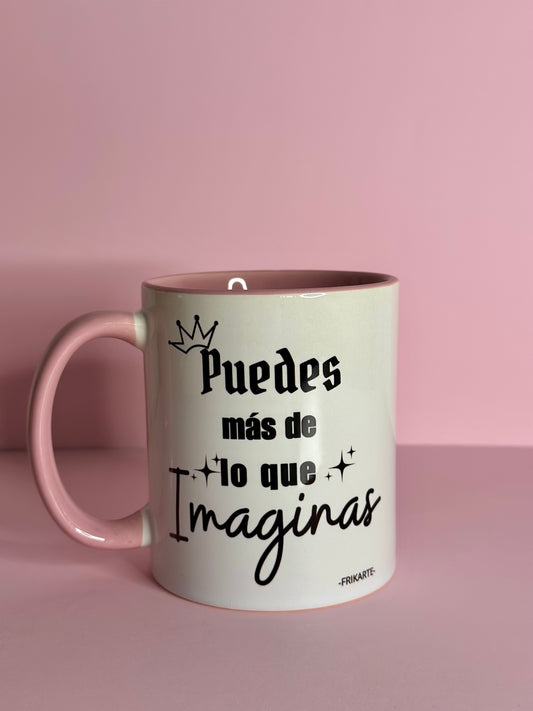TAZA INTERIOR Y ASA EN ROSA🌸| escoge tu frase Girly que te represente