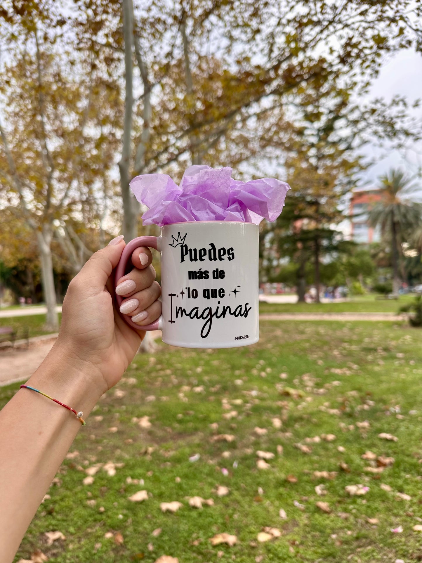TAZA INTERIOR Y ASA EN ROSA🌸| escoge tu frase Girly que te represente
