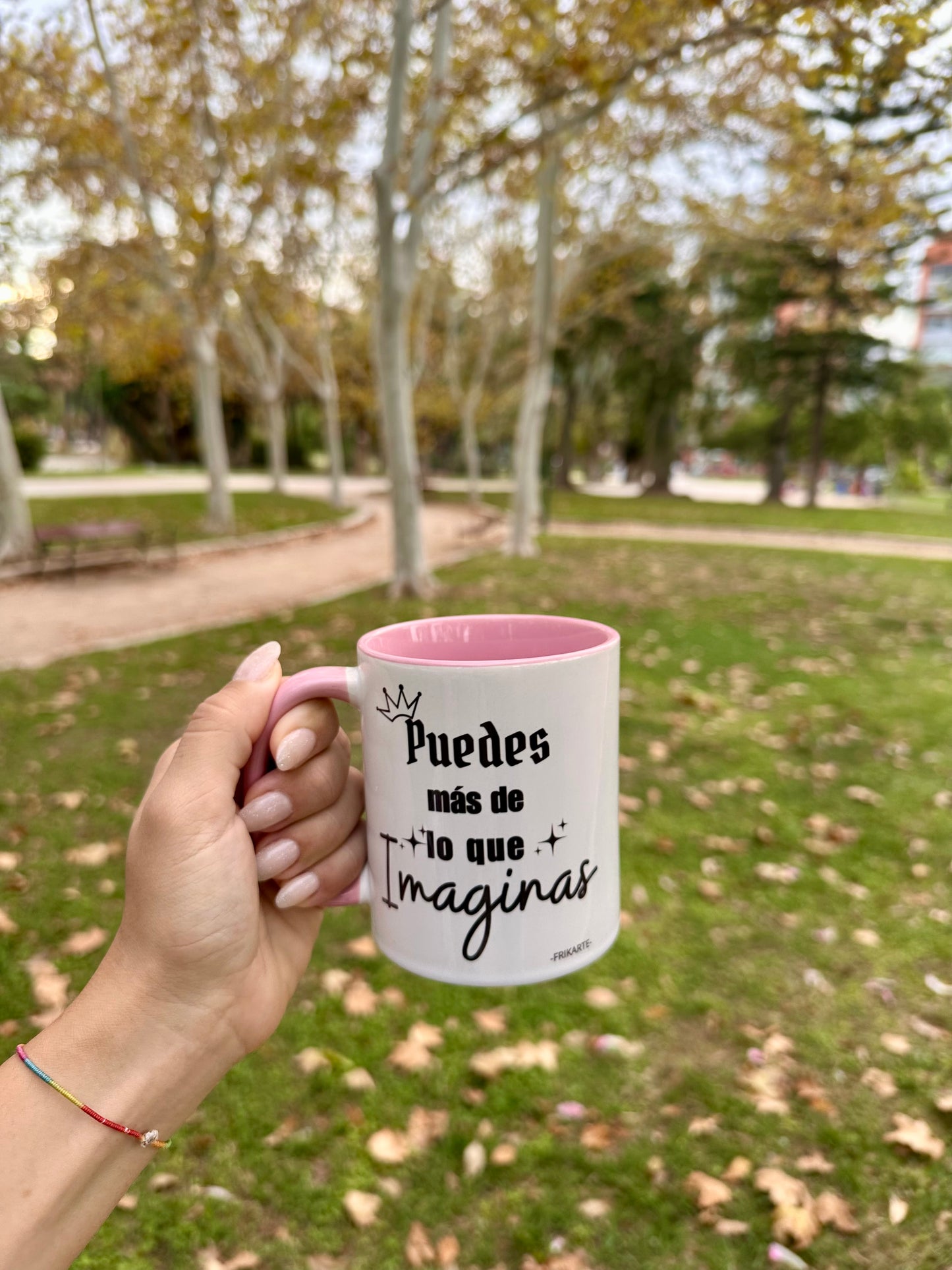 TAZA INTERIOR Y ASA EN ROSA🌸| escoge tu frase Girly que te represente