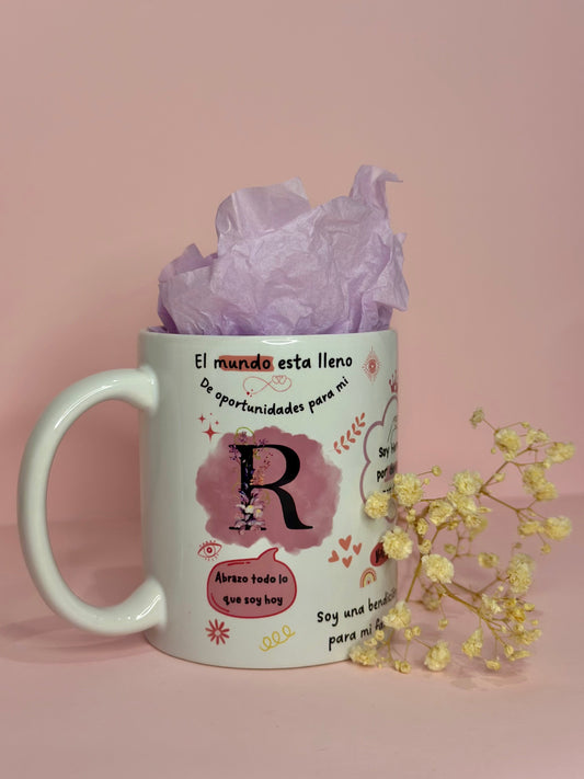 TAZA CON FRASES DE EMPODERAMIENTO | Personaliza con la inicial de tu nombre.💖