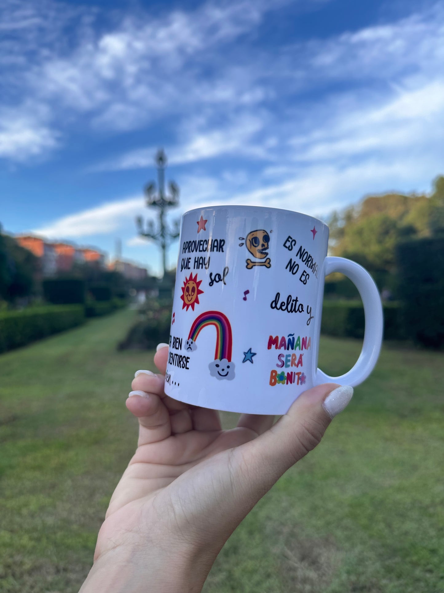 TAZA BLANCA DISEÑO DE MAÑANA SERÁ BONITO PANÓRAMICO