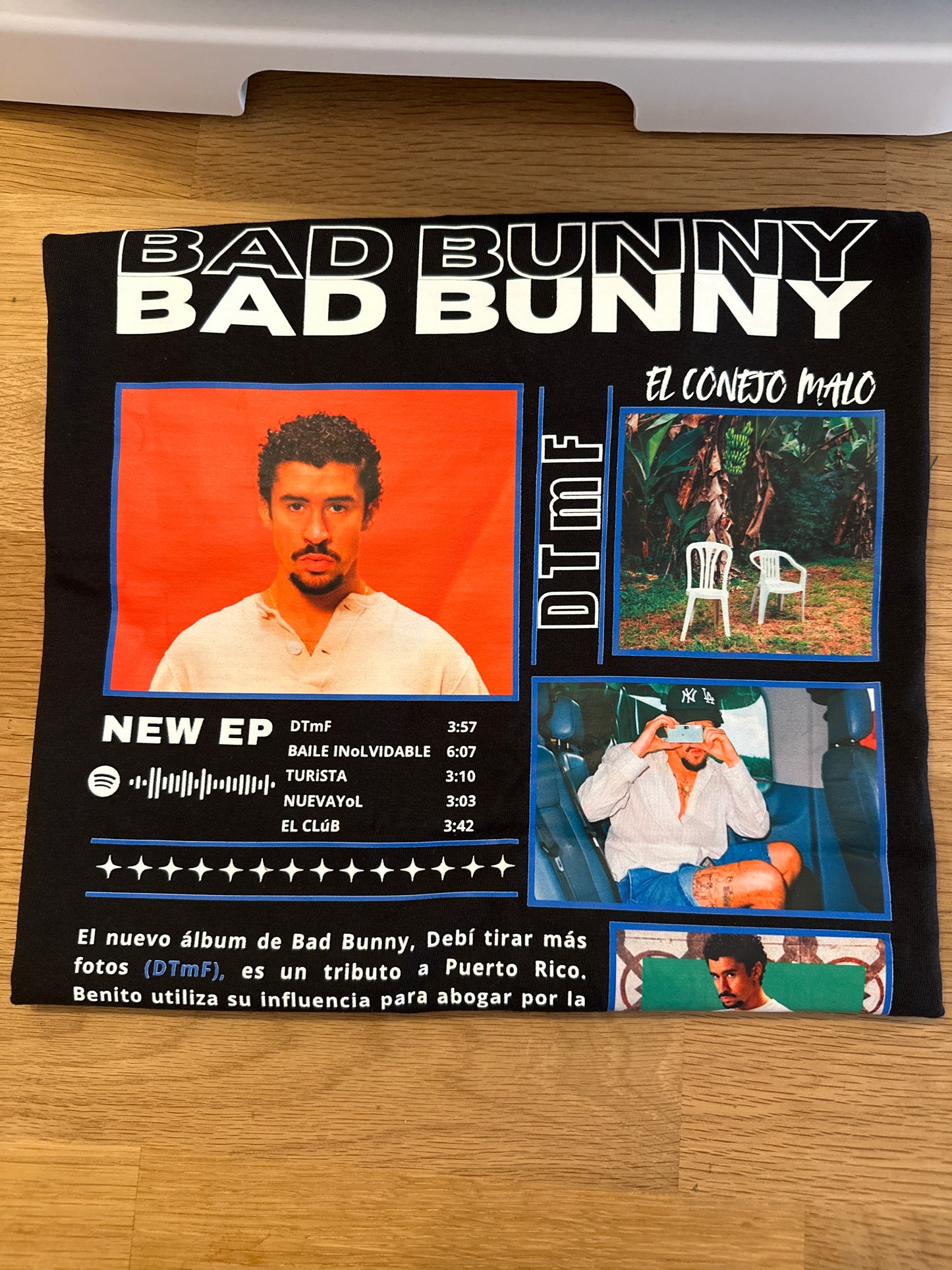 BAD BUNNY CAMISETA TALLA L NEGRA OFERTA