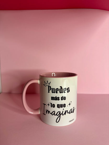 TAZA INTERIOR Y ASA EN ROSA🌸| escoge tu frase Girly que te represente